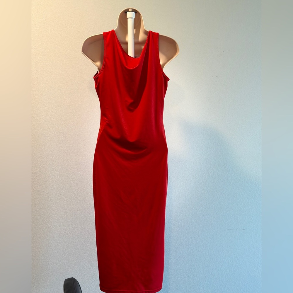 Red silk dress
